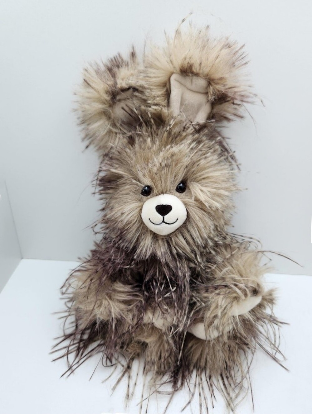 Vintage Brown Bunny Rabbit Plush With Feathery Fur 14 inch